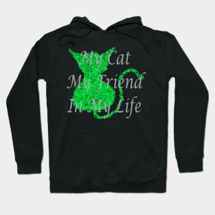 Scribble Green Cat Hoodie